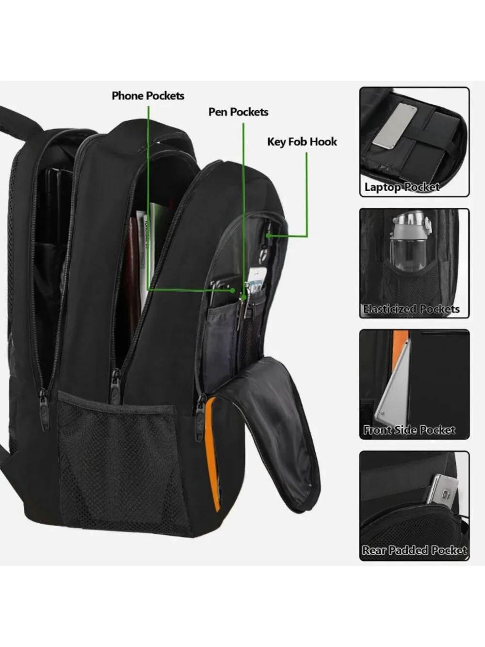 Stylish Orange Travel Backpack | Slim 15.6